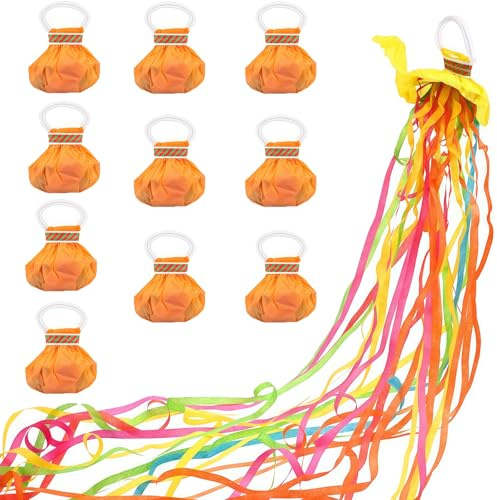 10 Pack Party Poppers, Hand Throw Streamer, No Mess Party Confetti | Easy Clean, Hassle-Free, No Noise, Safe, Fun, Hand-Held Throw Streamer Poppers, Party Poppers Cannons for Birthday, Wedding