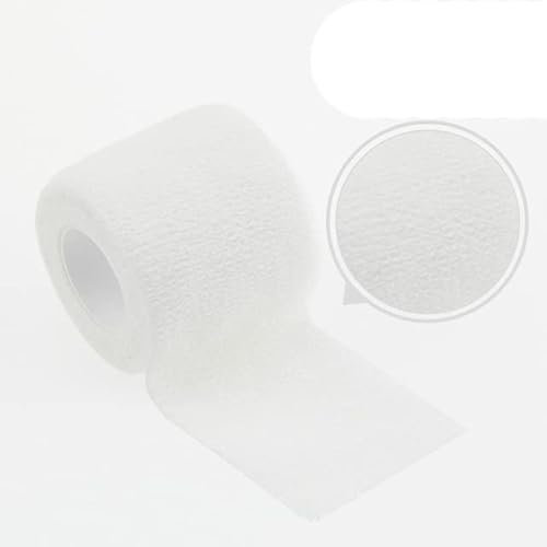JOYDREAMDESIGN 1 Rotolo 4.8m Nastro Avvolgente Fasciatura Elastica Autoadesiva Colorata Sportiva Per Rilievi Di Supporto Del Ginocchio Dito Caviglia Palmo Spalla-Bianco,2.5cm X 4.8m