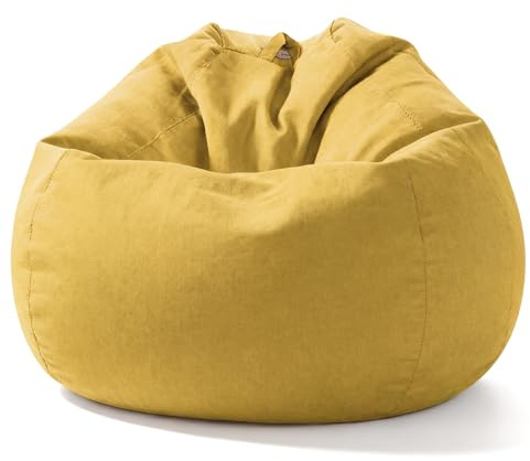 Aiire Pouf Poltrona a Sacco XXL - Puffo per Sedersi Design con Imbottitura per la Camera da Letto - Puff Gigante per Bambini, Bean Bag Chair o Puf Gamer - Pouffe Salotto Giallo