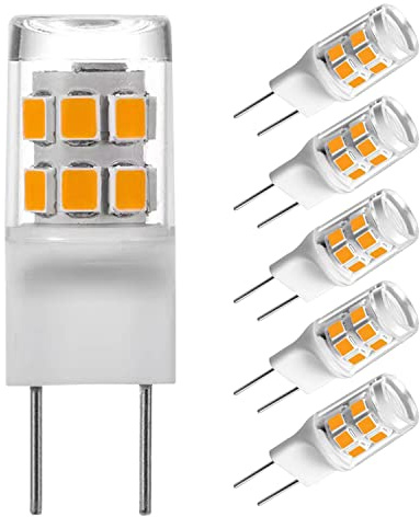 SSQY G8/GY8.6 LED Light Bulb 3 Watts Warm White - G8 Base Bi-pin Xenon JCD Type LED 120V 20W Halogen Replacement Bulb,Under-Cabinet Light.Pack of 5 (Warm White)