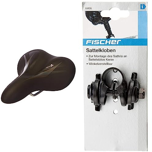 Selle Royal Damen Gel Trekkingsattel, schwarz, One Size & Fischer 85638 Sattelkloben, schwarz, One Size