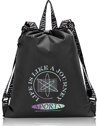 AiQInu Turnbeutel Damen und Herren,Große Kapazität Wasserdicht Turnbeutel Rucksack mit Kordelzug, Verstellbare Breite Schultergurte Mode Sport Rucksäcke für Sport, Reisen und City