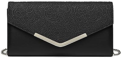 Miss Lulu Pochettes et Clutches de Femme - en Enveloppante Dentelle Florale - Sac à bandoulière avec chaîne - Pochette a main en mode - Cadeau pour les Filles Fête Mariage Soirée Ceremonie