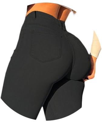 ORANDESIGNE Donna Jeggings Vita Alta Pantaloni Elastici Slim Fit Jeans Larghi Vintage Casuale Tinta Unita Pants Leggins H Nero S
