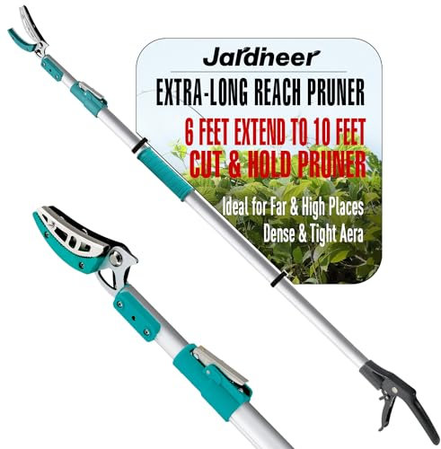 Jardineer Long Reach Pruner, 180cm-300cm Telescopic Tree Pruner, Lightweight Cut and Hold pruners for Tree Branch Cutter