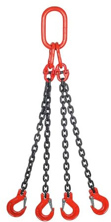 Chaine de Levage Élingue À Chaîne Pour Levage D'acier, Charge Maximale 2 Tonnes, Élingues À Chaîne L 1 3 5 7 14 Pieds Pour Palan À Moteur, Chaîne De Levage À 4 Voies Avec Crochets De(Load 2 Ton L 1 M