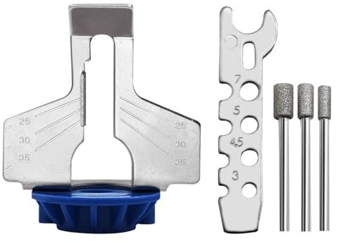 Kit de accesorios de afilado de motosierra, guía de ángulo de afilador de sierra de cadena con llave y juego de brocas de fresa, herramienta de pulido para perforación manual, azul