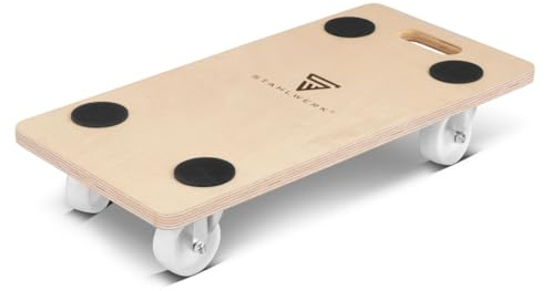 STAHLWERK Transportroller mit 58 x 29 cm Ladefläche und 250 kg Tragkraft (TR-250 ST) – Rollbrett, Abriebfeste Lenkrollen, Gummi-Pads für festen Halt, Möbelroller, Möbeltransport, Tischtransportwagen