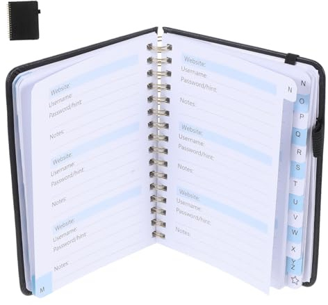 LALAFINA Carnet De Mots De Passe Avec Verrou Et Onglets Alphabétiques Cahier à Spirale Rechargeable Pour Seniors Et Usage De Bureau