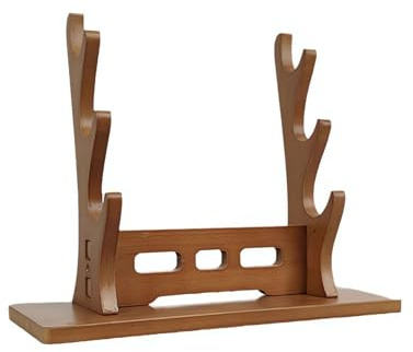3-Tier Wooden Flute Stand Display Rack - Multi-Tier Desktop Holder for Soprano, Recorder, Bamboo Flute, Irish Whistles, Woodwind Instruments, Organizer for Collecting, Storing, Displaying (Walnut)