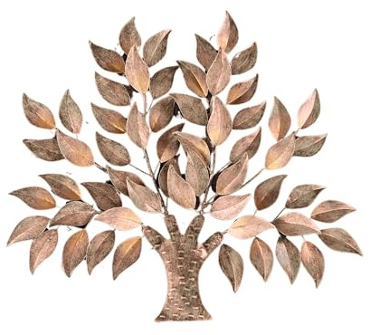 Trintura Lebensbaum aus Metall Wandbild Baum des Lebens Geschenkidee Wanddeko Wanddekoration Deko Tree of Life Wooden Wall Decoration Family Wall Art-Handarbeit (braun gold)