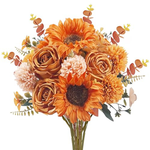 FALSKT Fiori Finti per Decorazioni, Fiori Artificiali, Ortensie Finte Realistiche, Rose Finte Girasole Finto per Bouquet Decorazioni Autunnali Raccolto Autunnale Matrimoni Centrotavola