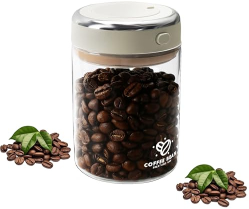 Flearitzo Boîte à Café Hermétique 1100ml boîte à café en verre avec valve et dateur Stockage hermétique Boîte étanche pour café en grains thé noix et lait en poudre