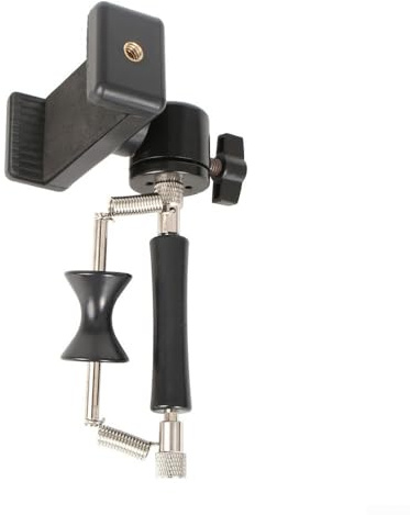 Clip per telefono per chitarra Supporto per capotasto per smartphone Supporto per telefono regolabile per chitarra Staffa in acciaio Mani Accessorio per pratica musicale Supporto portatile Nero
