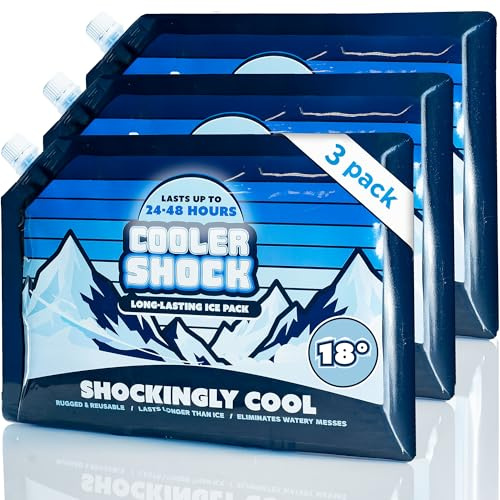 Cooler Shock Reusable Ice Packs for Cooler, 14x10 - Long Lasting Cold Freezer Packs for Coolers and Lunch Boxes - Cooler Ice Packs for Camping Gear, Fishing, Road Trips, Beach Must Haves