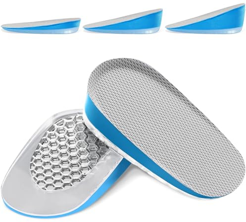 Ailaka Gel Height Increase Insoles, Shock Absorption Heel Cushion Pads, Height Lift Shoes Inserts for Men & Women, Heel Height: 1.5cm, Blue