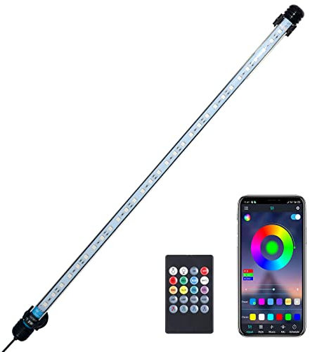 VARMHUS Sumergible Lámpara LED del tanque de peces con control remoto y APP,Lámpara Impermeable para Acuario,DIY espectro completo Color opcional y temporización inteligente RGB (58cm)