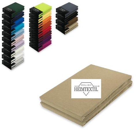 EXKLUSIV HEIMTEXTIL Doppelpack Jersey Spannbettlaken Premium Sand 180-200 x 200 cm