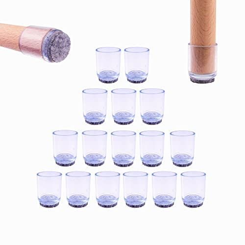 16x Schutzkappen Für Stuhlbeine | Stuhlbeinkappen Filz | Stuhlbeinkappen | Filzgleiter für Stühle | Stuhlbeinschoner | Möbelgleiter | Stuhlsocken | Stuhlgleiter (Rund, Ø 20mm)