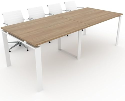 DUÓFIC Mesa de Reuniones, Conferencias y Oficinas. (240x100). Estructura metálica con Marco Abierto Color Blanco. Fabricado en España. Envio a Toda la Península. (Olmo.)