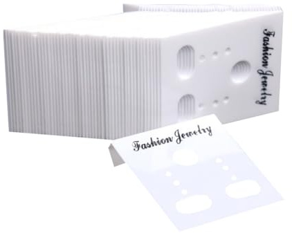 JIHUOO 200 Pcs Plastic Jewelry Earring Display Cards Earring Hanging Tags Card Earring Packaging Holder Ear Studs Card for Display Selling White
