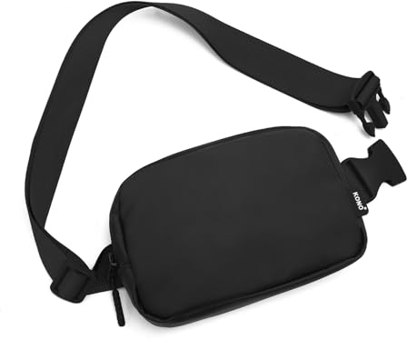 Kono Mode Bauchtasche Gürteltasche Umhängetasche Wasserabweisende Hüfttasche Leichtgewichtige kleine Reise-Brusttasche mit verstellbarem, erweitertem Gurt (Schwarz)