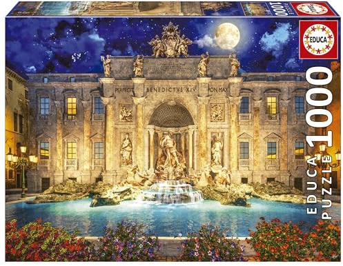 Educa - Fontana di Trevi, Roma | Puzzle 1.000 pezzi per adulti da 14 anni | Monumento Roma Italia | Misura: 68 x 48 cm | Include colla Fix Puzzle (19923)