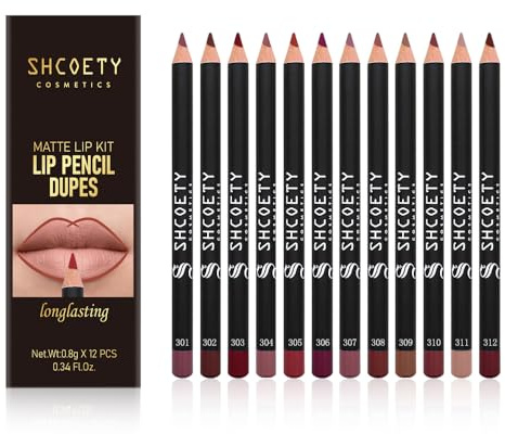 Petansy 12 Colors Matte Lip Liner Set Long Lasting Waterproof Lip Liner Pencil Matte Velvet Lipstick Set Natural Soft High Pigmented Lip Makeup