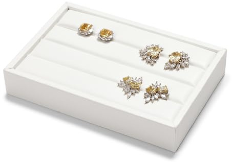 Oirlv Soporte de anillo de piel sintética para exposición, bandeja anular, organizador de pendientes