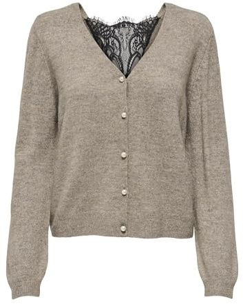 Only Onladele Ls Lace Mix Cardigan CC KNT pour Femme, Gris, S
