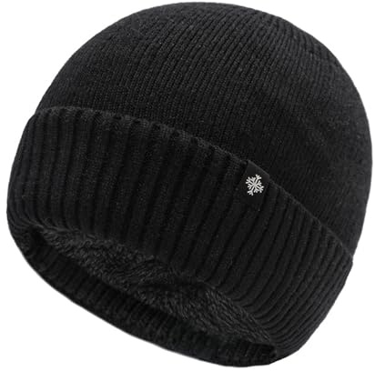 Rayson Berretto Uomo Inverno Pile Caldo Cappello Unisex Leggero Invernale Uomo e Donna Elegante Cappelli Beanie in Maglia(Nero， Taglia Unica)