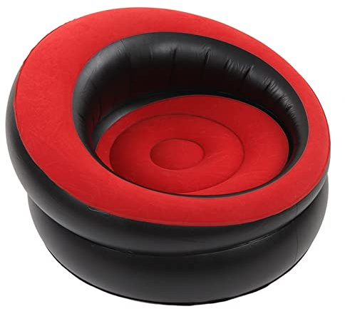 Yallmie 78cm Sofá Inflable, Silla Hinchable Portátil Sofá Hinchable Perezoso, Flock Simple Couch Rápido Silla Inflable al Aire Libre para Salón, Dormitorio, Sala de Lectura, Oficina y Balcón (Rojo)