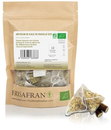 FRISAFRAN | Regaliz de palo Infusión Piramide ★ 15Uds | 30g | te regaliz | Ecológico | paloduz | regaliz palo infusion | natural | infusiones | Directamente del productor | cultivado en Navarra