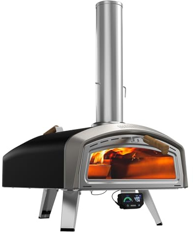 Mimiuo Horno Pizza Exterior Leña y Carbón – Horno Portátil de Acero Inoxidable con Ventana de Visualización y Termómetro LCD, 90s Horneado Rápido, Gran Capacidad para Pizza Napolitana Auténtica