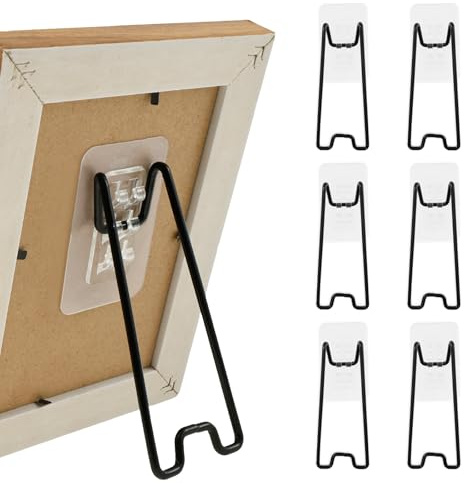 6 soportes para marcos de fotos con autoadhesivos, ganchos para fotos, también de pie, de metal, para cualquier fotograma