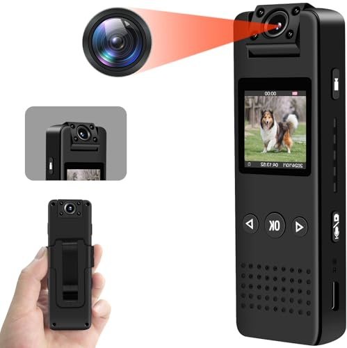 SecuraLen Mini Kamera, 1080P HD & 120° Weitwinkel Bodycam mit 180° Drehbarem Objektiv, Automatische Nachtsicht & Bewegungserkennung Action Cam mit Video- und Audioaufzeichnung