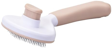 Fackelmann Spazzola per gatti con setole in acciaio inox e pulsante posteriore per estrarre i peli, ideale per rimuovere pelo e sottopelo, manico in TPE ergonomico, riutilizzabile e facile da pulire