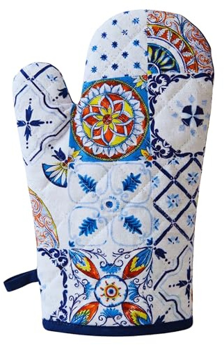 Guanti da Forno in Cotone, Guanto da Forno con Diverse Fantasie Decorative, Guanti da Cucina 32x18 cm