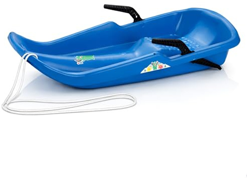 Trineo Twister con frenos de plástico, 80 x 39 x 15 cm, color azul con asiento antideslizante, fácil de dirigir, soporta hasta 50 kg, seguro Bob a partir de 3 años