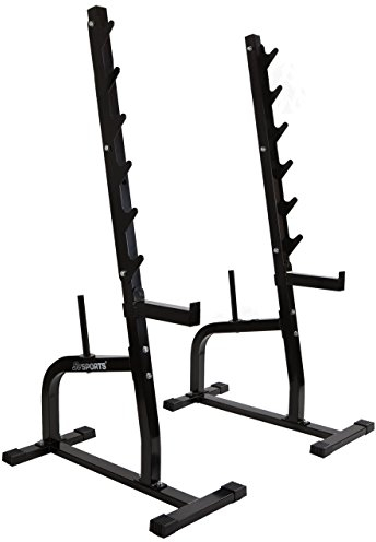 ScSPORTS® Langhantelständer - Verstellbar, bis 200kg, mit Scheibenaufnahmen, 25mm, in Schwarz - Kniebeugenständer, Squat Rack, Langhantelablage, Hantelständer, Krafttraining, Bankdrücken, Kniebeugen