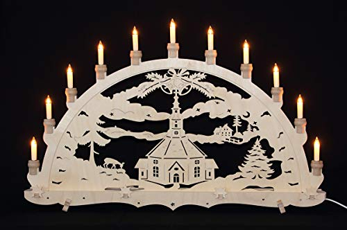 Schwibbogen Gross einfach Seiffener Kirche Erzgebirge traditionelles Motiv Weihnachten Advent Dekoration