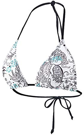 Beco Damen Bikini Damen Triangel Bikini Top, mit herausnehbaren Pads, geeignet als B oder C Cup Bikini, weiß/bunt, 40, 36150