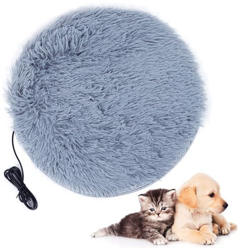 Haokaini Haustier-Heizdecke, konstante Heizung, elektrische Heizkissen, Matratze, Plüsch, warm, beheizt, Bettmatte mit USB-Kabel für kleine Hunde, Katzen, Kätzchen, Welpen, 40 cm