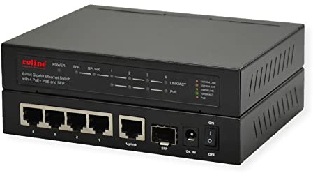 ROLINE Gigabit Ethernet Switch a 6 porte (5x 10/100/1000 + 1x SFP, 4x PoE+)