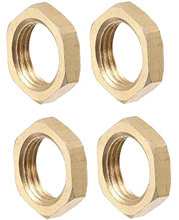 sourcing map G1/8 Bloqueo Tuerca, Hexagonal Latón Hembra Contratuerca para Plomería 4 Piezas