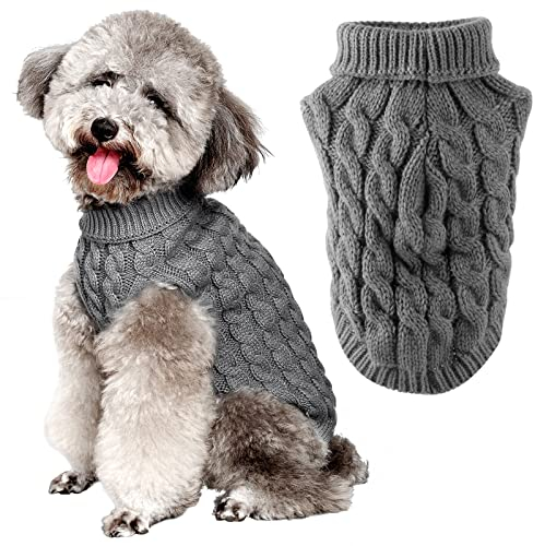 FWLWTWSS Hundepullover, Winter Warmer Hundepullover Kleine Hunde Rollkragen Strickpullover Hunde Pullover Weich Hundekleidung Hundepulli Hund Kleidung für Kleine Mittelgroße Hunde und Katzen Medium