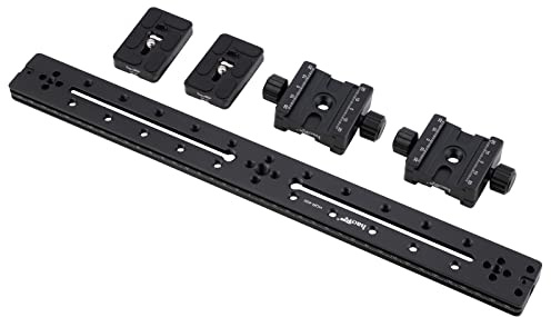 Haoge 400mm Multi-Purpose Dual Dovetail Long Quick Release Extender Rail Sliding Plate + Arca-Swiss Standard Double Dual Quick Release Clamp Kit