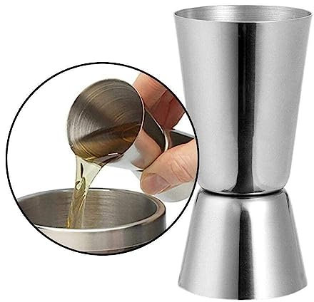 ZXCVWWE Steel Double- Cocktail Shaker Measure Cup 25/50ml Jigger Layered Device Cup Silver B0t4 Measure Cocktail Wine