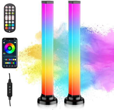 YAMYONE 360° Smart RGB Barra, 33CM Rhombusde LED Luces con 16 mil. Color, Sincronización con Música TV, Control de Aplicaciones Remota, Lámparas Ambientales Decoración Interior para Juegos Fiesta
