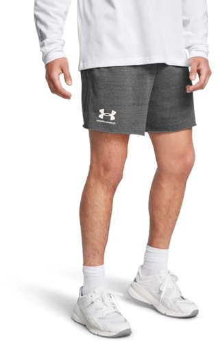 Under Armour Herren Rival Terry 6in Short, warme & weiche Sporthose, schweißabweisende & schnelltrocknende Laufshorts mit Zugkordel,Castlerock / / Onyx White,MD